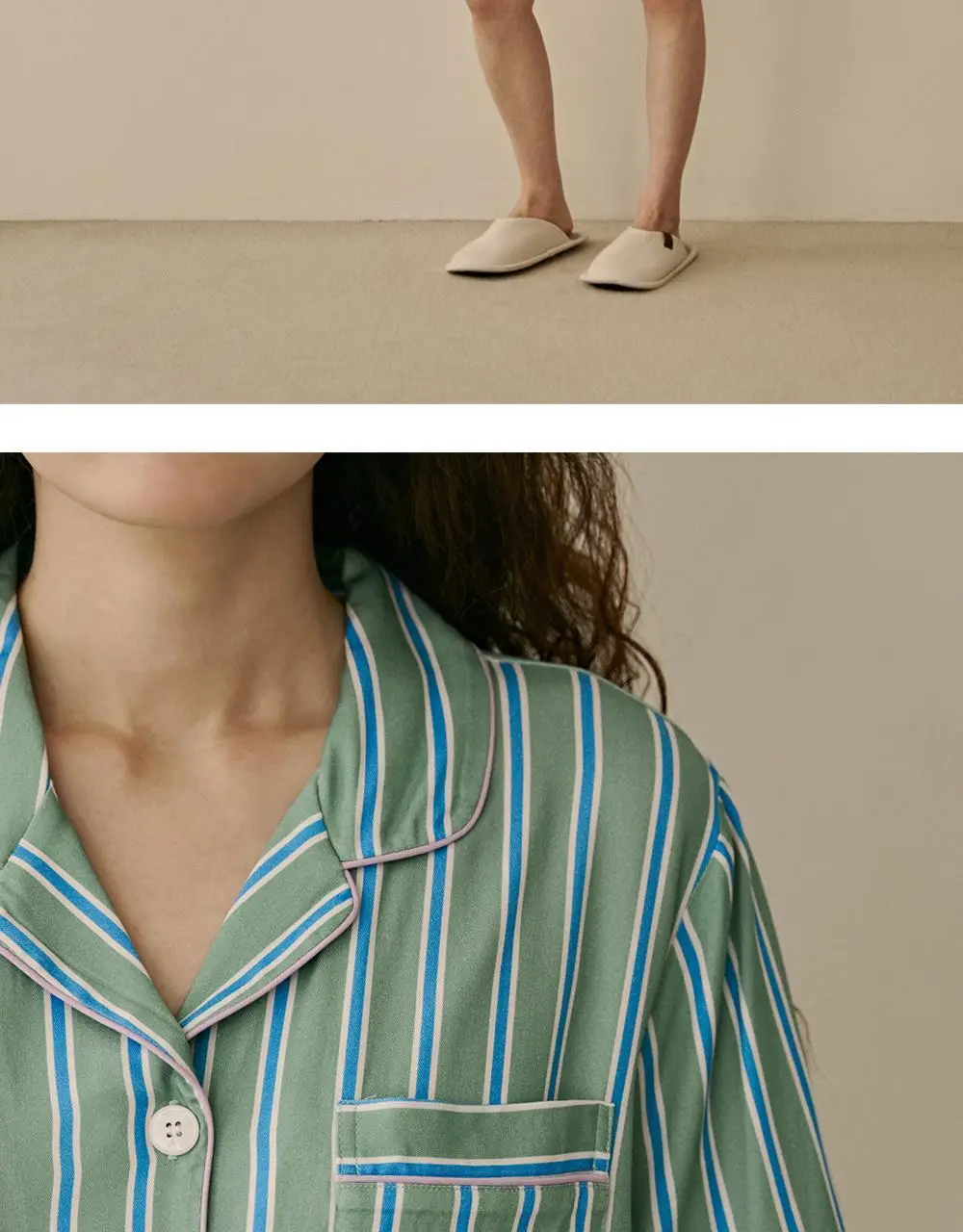 보웰 [BWTZ] 데이오프 비스코스 100% 파자마 반소매세트 그린스트라이프 3종 상세페이지 15